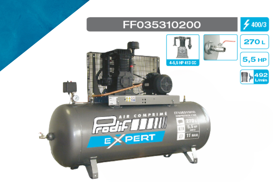 Compressore 270 Litri 5,5HP Prodif Trifase 400V 11 bar — Trifase / Prodif